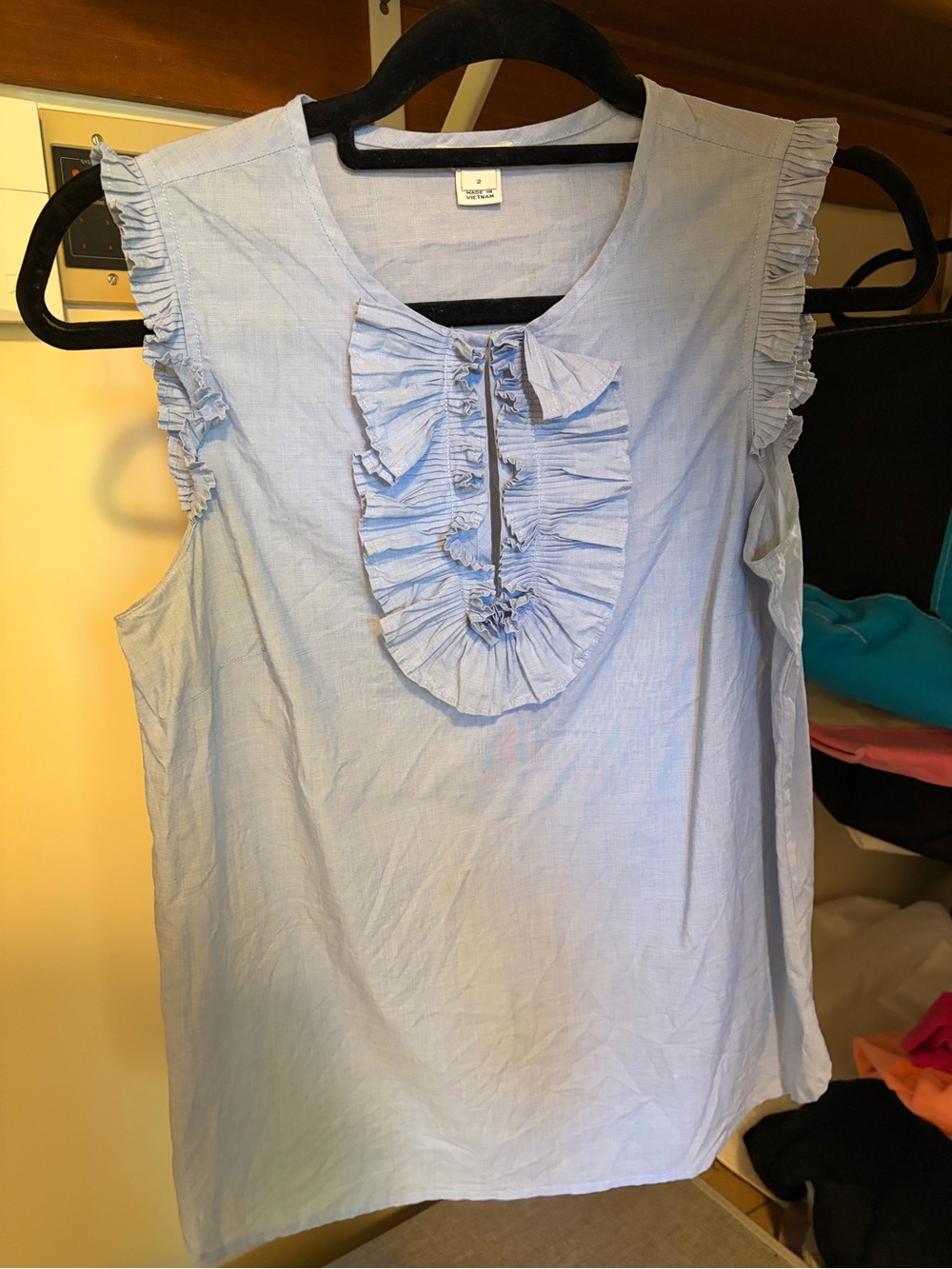 J. Crew Light Blue Ruffled Bib Sleeveless Camisole